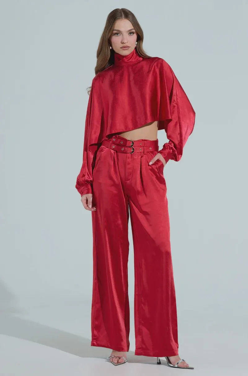 AZ'GAD Boutique Belted Satin Trouser